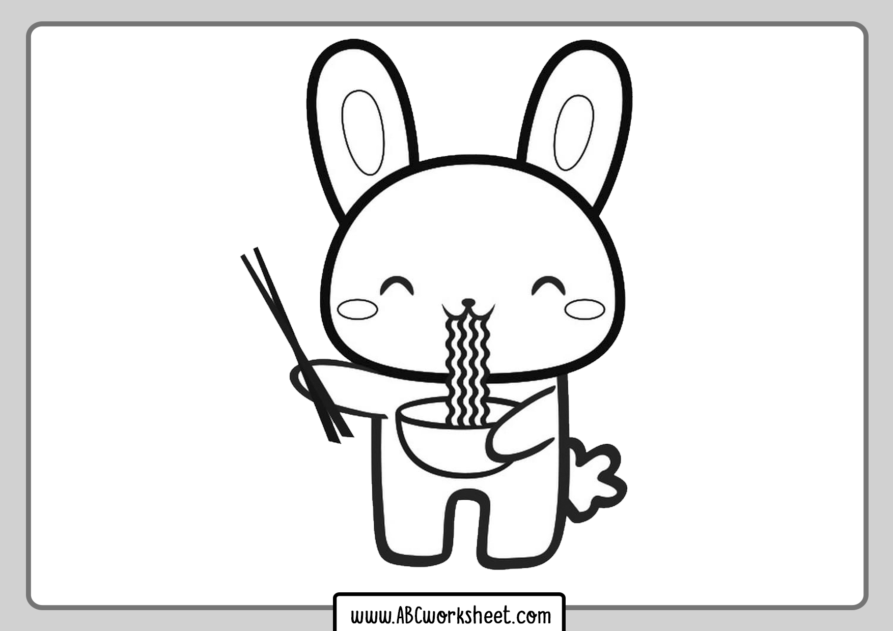 Kawaii Rabbit Coloring Page - ABC Worksheet