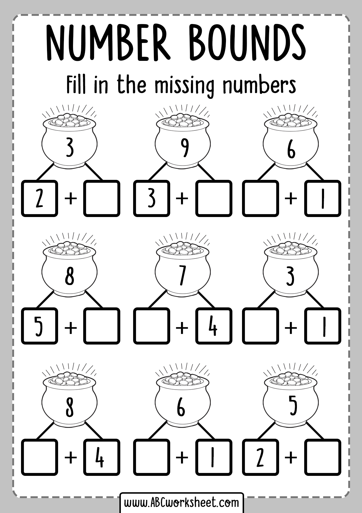 Number Bonding Worksheets