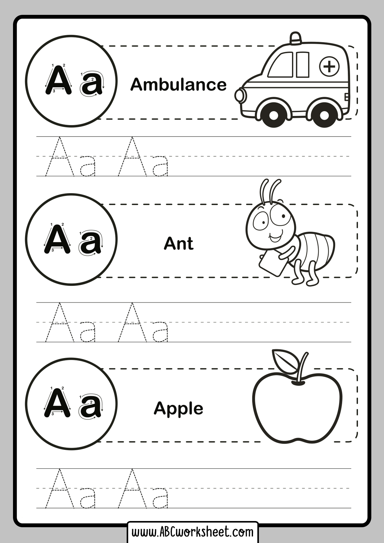 Tracing Letters Practice ABC Worksheet