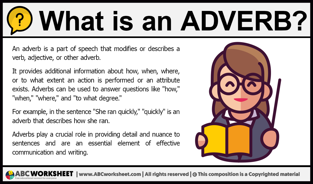 What is an Adverb Definition of Adverb