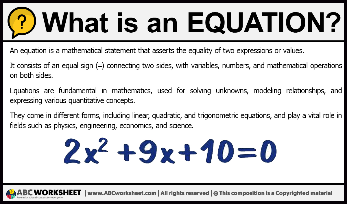 What is an Equation | Definition of Equation